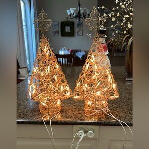 Gold Wire and twig Holiday Tree Lights